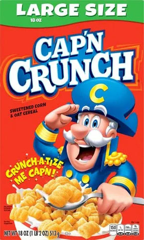 Quaker Cap'n Crunch Breakfast Cereal, 18oz Box, 18 Oz