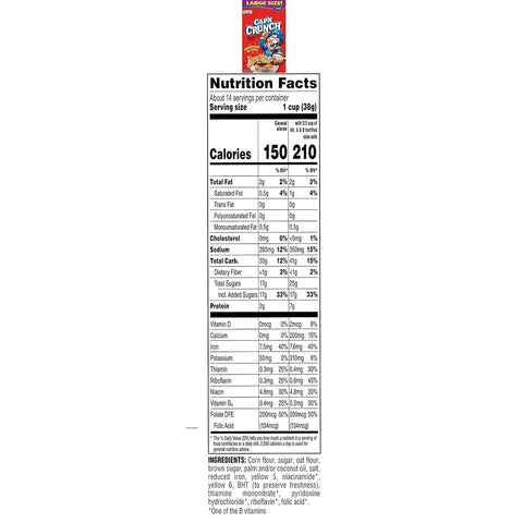Quaker Cap'n Crunch Breakfast Cereal, 18oz Box, 18 Oz