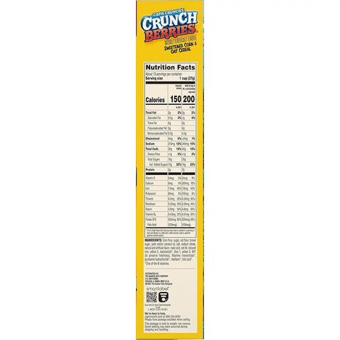 Cap'n Crunch Cereal, Crunch Berries, 16.8oz Box