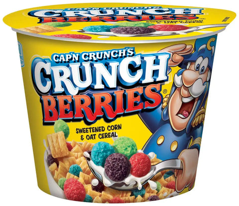 Cap'n Crunch Breakfast Cereal, Crunchberries, 1.30 oz Individual Cups (12 Pack)
