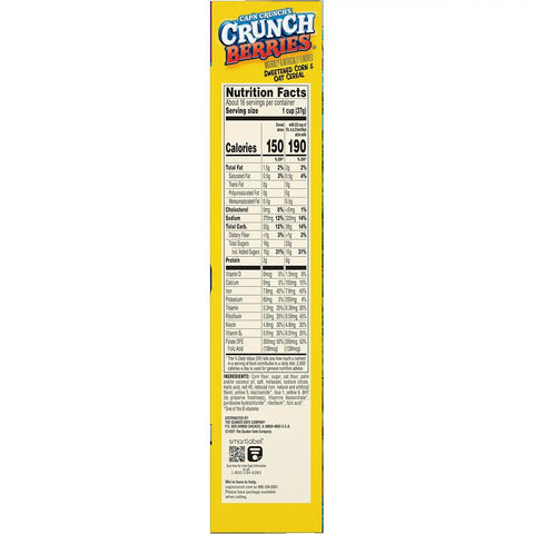 Cap'n Crunch Cereal, Crunch Berries, 20.5oz Box (Pack of 2)