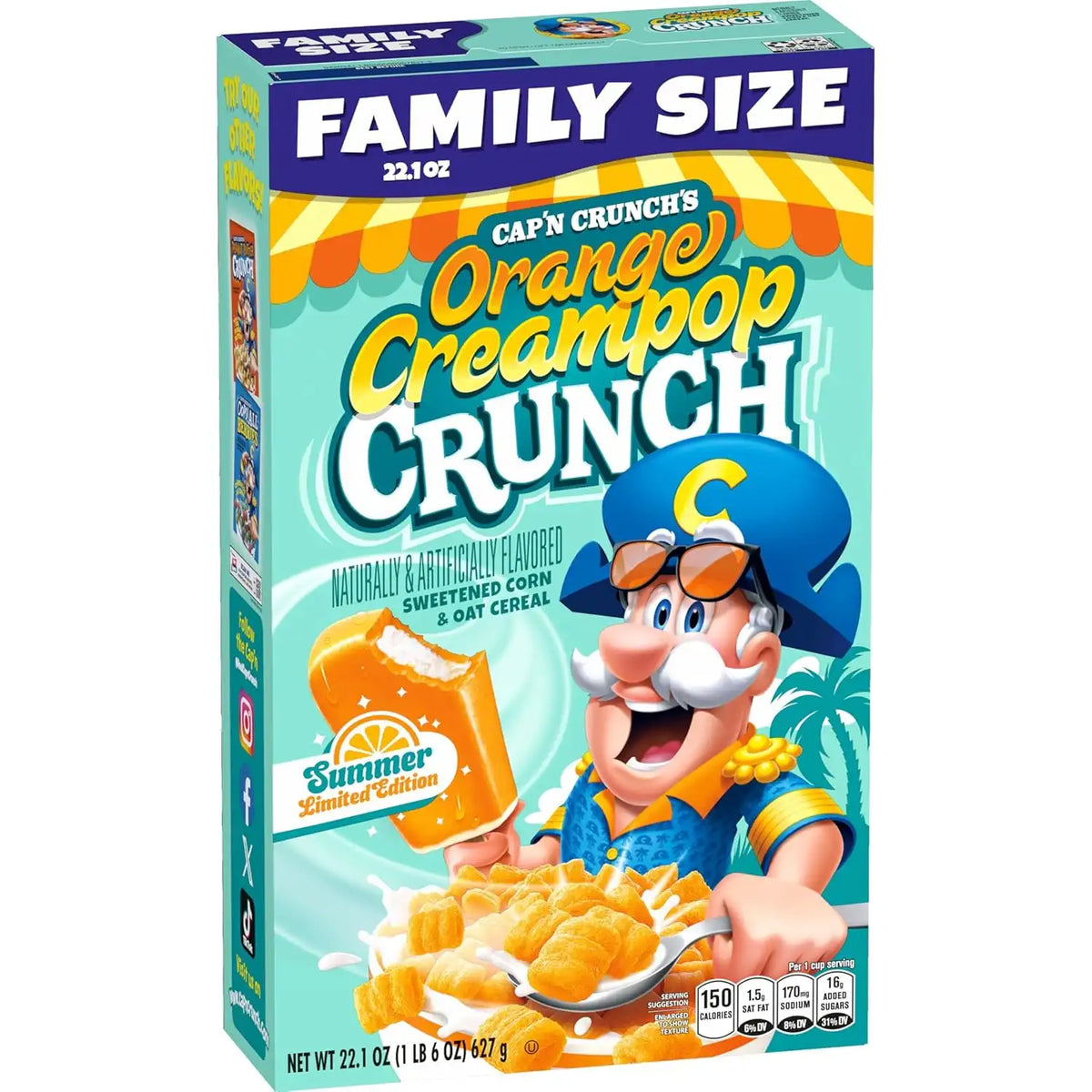 Cap'n Crunch Cereal, Orange Cream Pop, 22.01oz Box