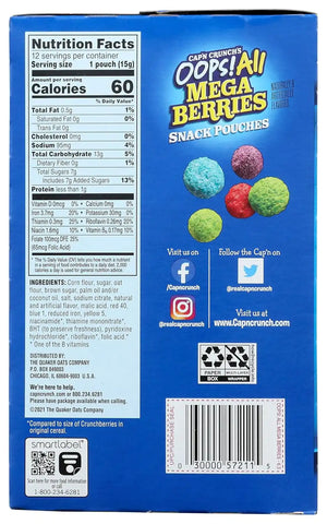 Captain Crunch Cereal Snack Pouch, Oops All Berry