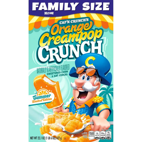 Cap'n Crunch Cereal, Orange Cream Pop, 22.01oz Box
