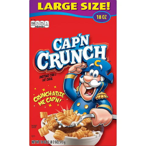 Quaker Cap'n Crunch Breakfast Cereal, 18oz Box, 18 Oz