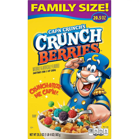 Cap'n Crunch Cereal, Crunch Berries, 20.5oz Box (Pack of 2)