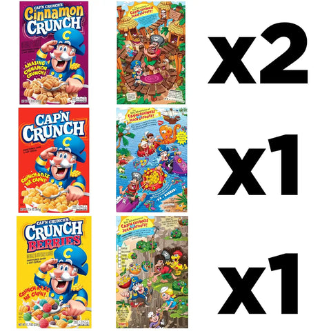 Cap'n Crunch Cereal, Cinnamon, Original & Crunch Berries Variety Pack (4 Pack)