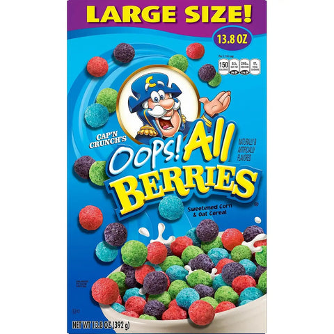 Quaker Cap'n Crunch Cereal, Oops All Berries, 13.8 Oz