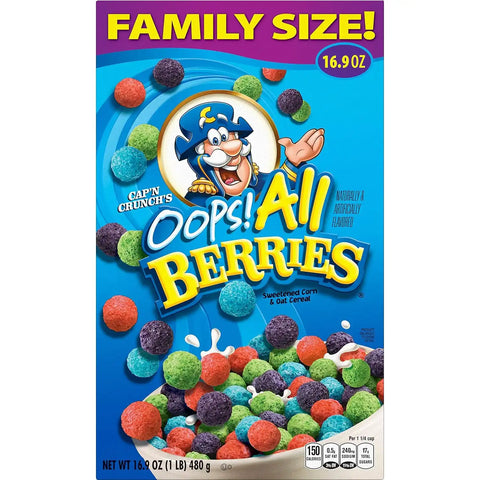 Cap'n Crunch Cereal, Oops All Berries, 16.9oz Box