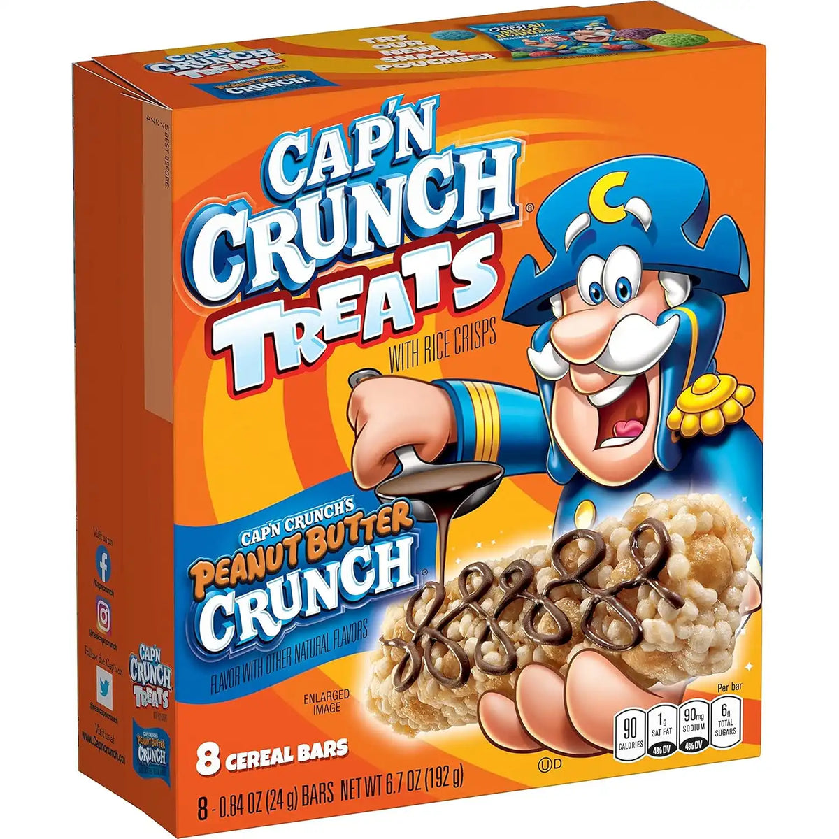 Quaker Captain Crunch Treat bar 8ct - Peanut Butter, 8Count