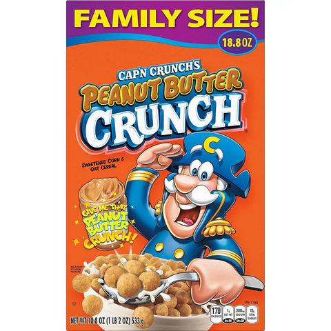 Cap'n Crunch Cereal, Peanut Butter, 18.8oz Box, Packaging May Vary (Pack of 2)